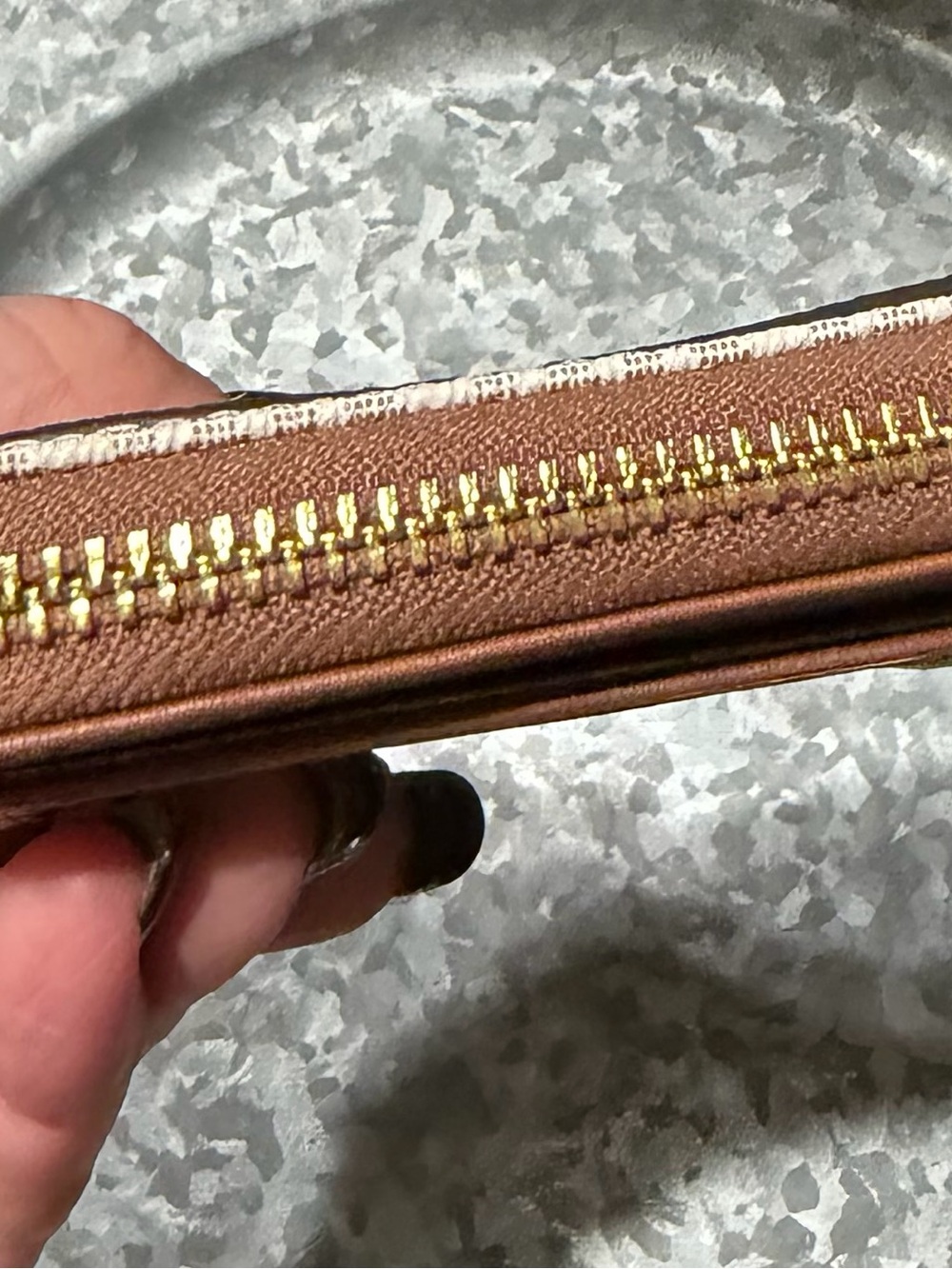 Michael Kors Beige Logo Wristlet with Gold Chain - Picture 5 of 9